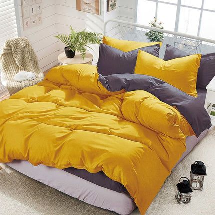 1000TC Reversible King Size Yellow and Grey Duvet Quilt Cover Set.