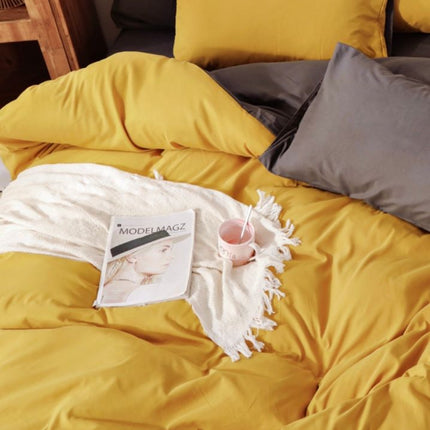 1000TC Reversible King Size Yellow and Grey Duvet Quilt Cover Set.