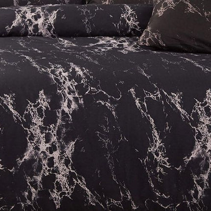 Black Marble Double Size Duvet Quilt Cover Set.