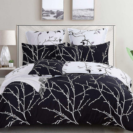 Tree Reversible King Size White Duvet Quilt Cover Set.