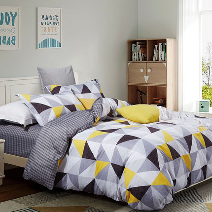 Geometric King Size Duvet Quilt Cover Set.