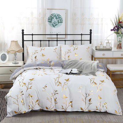 Reversible Design King Size White Duvet Quilt Cover Set.