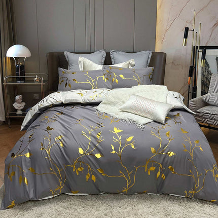 Reversible Design King Size White Duvet Quilt Cover Set.