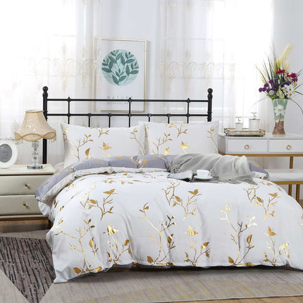 Reversible Design King Size White Duvet Quilt Cover Set.
