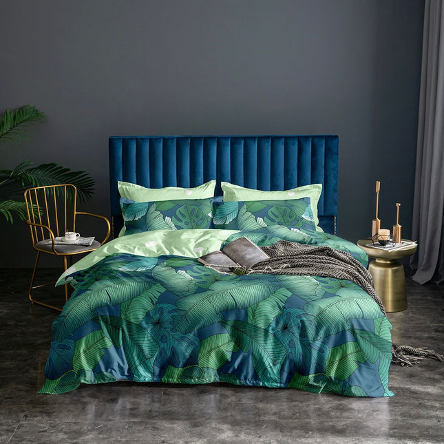 Kalena Leaves Quilt Cover Set - King Size.