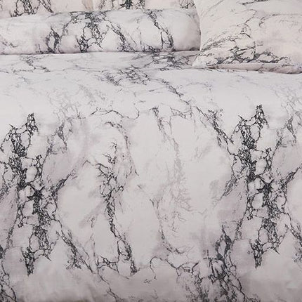 White Marble Queen Size Duvet Quilt Cover Set.