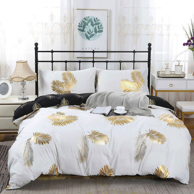 Reversible Design Leaves Queen Size Bed Quilt/Duvet Cover Set.
