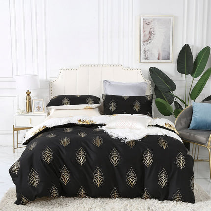 Reversible Design Leaves Queen Size Bed Quilt/Duvet Cover Set.
