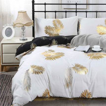 Reversible Design Leaves Queen Size Bed Quilt/Duvet Cover Set.