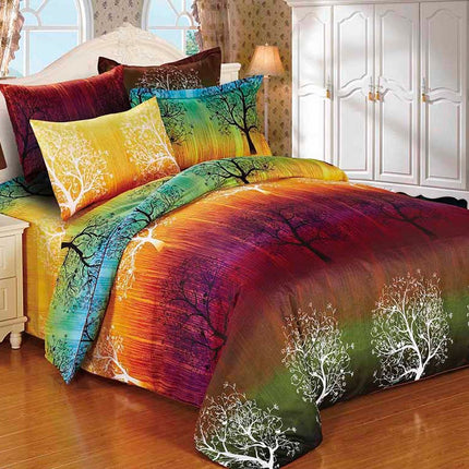 Rainbow Tree Super King Size Bed Quilt/Duvet Cover Set.