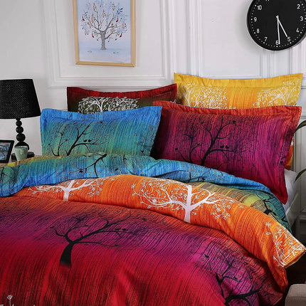 Rainbow Tree Super King Size Bed Quilt/Duvet Cover Set.