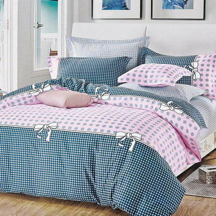 Pink Dots Super King Size Bed Quilt/Duvet Duvet Cover Set.