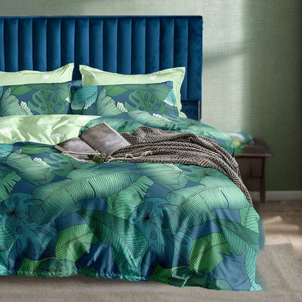Kalena Leaves Quilt Cover Set - Super King Size.