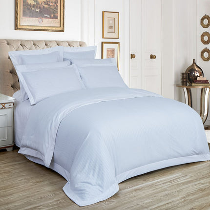 1000TC Ultra Soft Striped King Size White Duvet Quilt Cover Set.