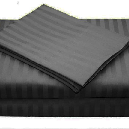 1000TC Ultra Soft Striped King Size Charcoal Duvet Quilt Cover Set.