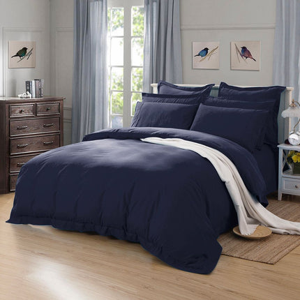 1000TC Tailored Queen Size Quilt/Duvet Cover Set - Midnight Blue.