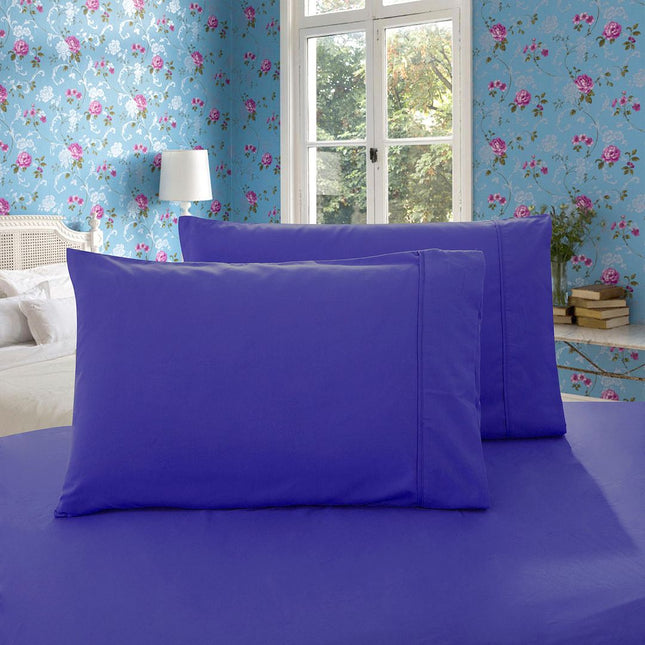 1000TC Premium Ultra Soft Queen size Pillowcases 2-Pack - Royal Blue.