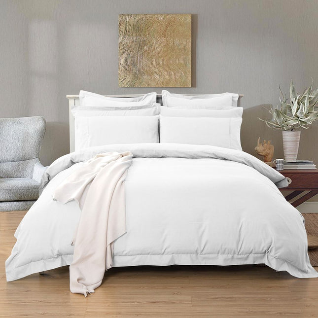 1000TC Tailored Super King Size White Duvet Quilt Cover Set.