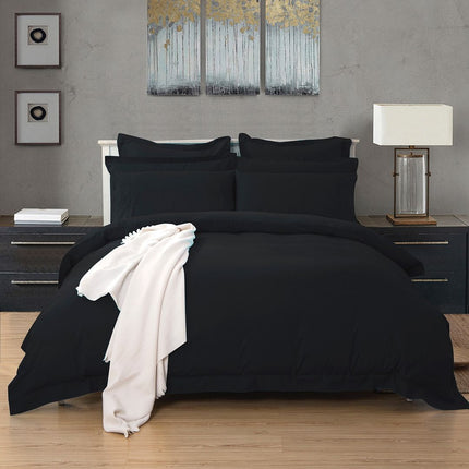 1000TC Tailored Super King Size Black Duvet Quilt Cover Set.