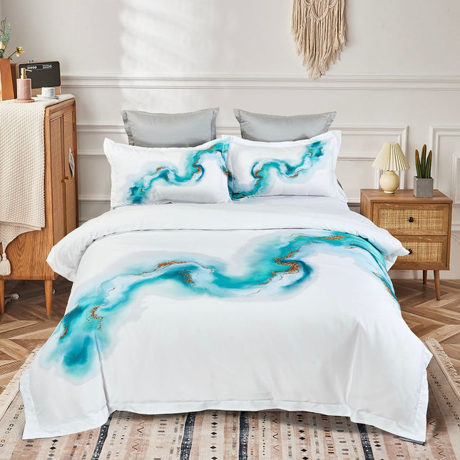 Ocean Marble Quilt Cover Set - King Size.