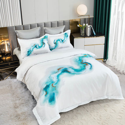 Ocean Marble Quilt Cover Set - King Size.