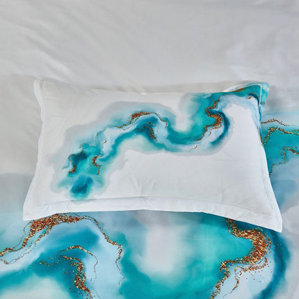 Ocean Marble Quilt Cover Set - King Size.