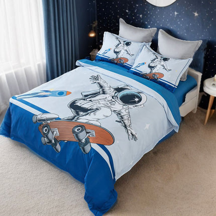 Astronaut Kids Quilt Cover Set - King Single Size.