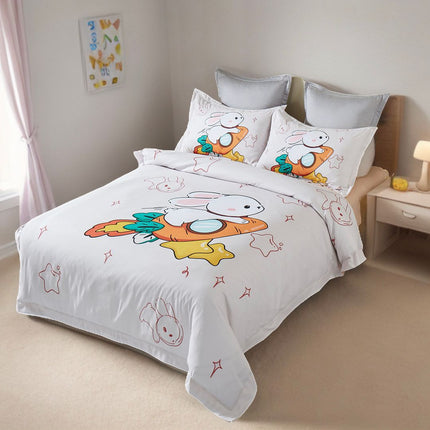 Rabbit Kids Quilt Cover Set - King Single Size.