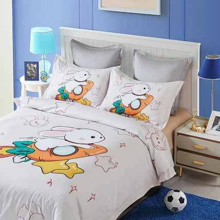 Rabbit Kids Quilt Cover Set - King Single Size.
