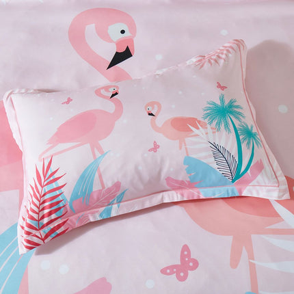 Flamingo Kids Quilt Cover Set - King Single Size.