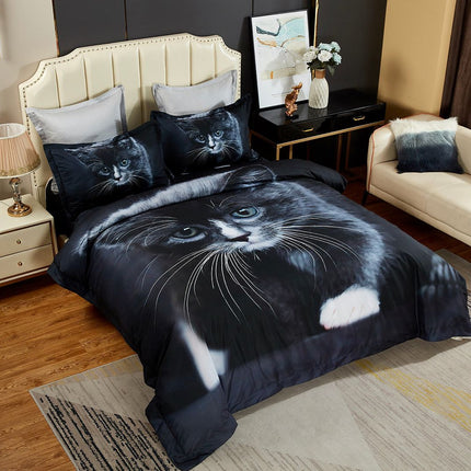Cat Quilt Cover Set - Super King Size.