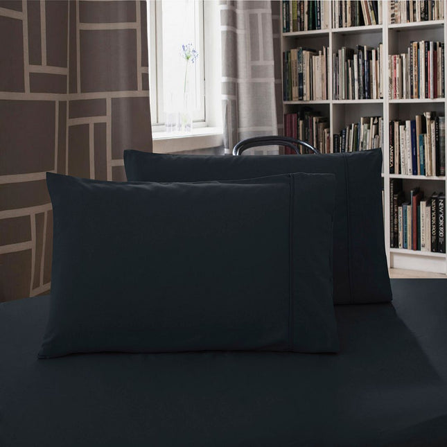 1000TC Premium Ultra Soft Standrad size Pillowcases 2-Pack - Black.