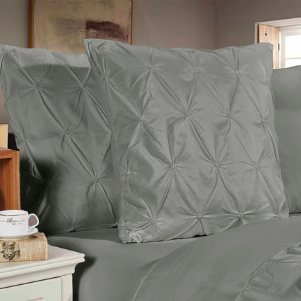Diamond Pintuck Premium Ultra Soft European Pillowcases 2-Pack - Grey.