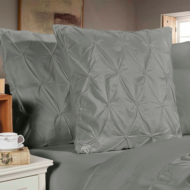 Diamond Pintuck Premium Ultra Soft European Pillowcases 2-Pack - Grey.