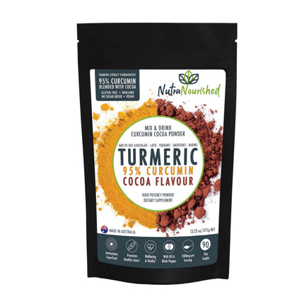95% Organic Curcumin Extract Cocoa Flavour - Turmeric Powder With Black Pepper - Organic and with Black Pepper - 375g.
