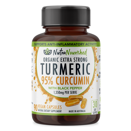 Curcumin Tablets - 95% Pure Organic Vegan - Turmeric Extract Buffered with Black Pepper (1,350mg) - 90 Vegan Capsules.