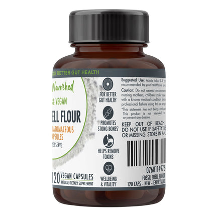 Fossil Shell Flour Capsules (vegan)- Food Grade Diatomaceous Earth 120 caps.