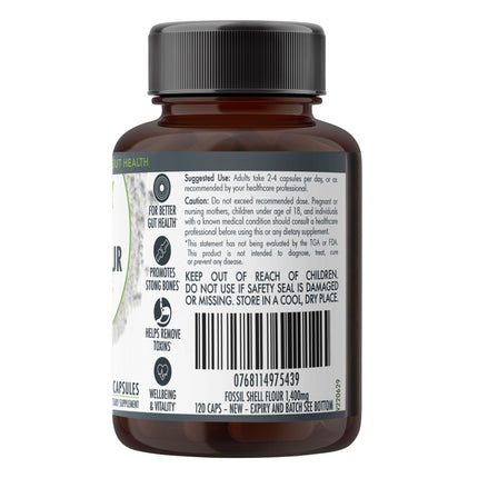 Fossil Shell Flour Capsules (vegan)- Food Grade Diatomaceous Earth 120 caps.