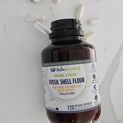 Fossil Shell Flour Capsules (vegan)- Food Grade Diatomaceous Earth 120 caps.