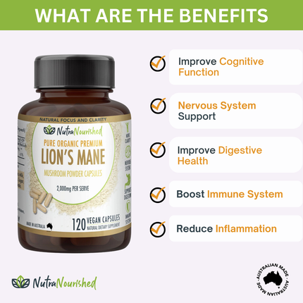 Lion's Mane Mushroom Hericium erinaceus (2,000mg) 120 Vegan Capsules.