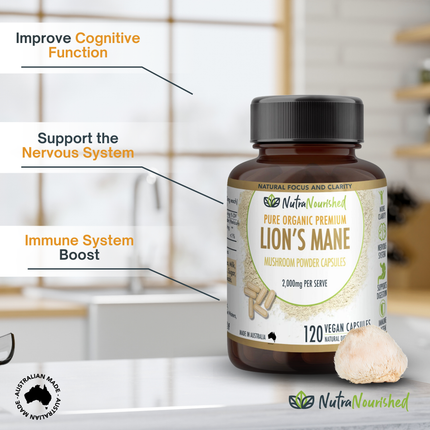 Lion's Mane Mushroom Hericium erinaceus (2,000mg) 120 Vegan Capsules.