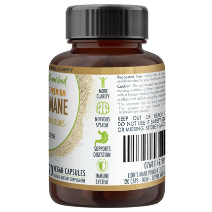 Lion's Mane Mushroom Hericium erinaceus (2,000mg) 120 Vegan Capsules.