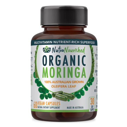 Organic Pure Moringa Leaf Capsules , 60 Vegan Capsules.