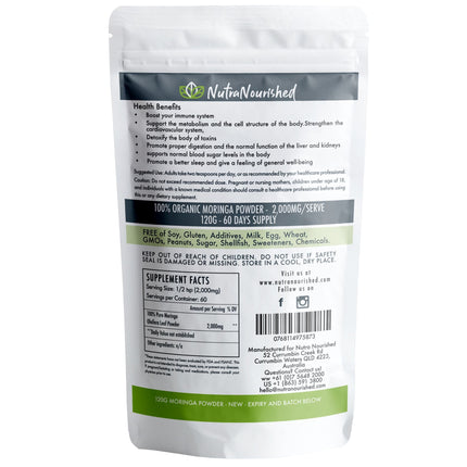 Organic Pure Moringa Leaf Powder 120g.