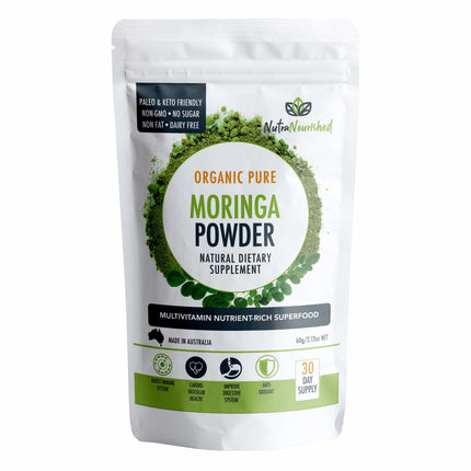 Organic Pure Moringa Leaf Powder 60g.