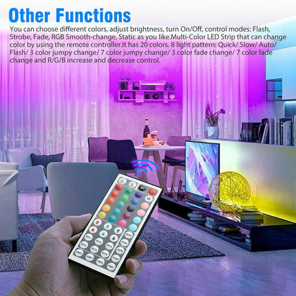 Waterproof 12V RGB 5M 3528 300 LED Strips Lights 44 Keys Controller.