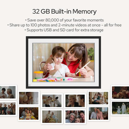 10.1 Inch Digital Picture Frame - 1280 * 800 HD WiFi Enabled with Load from Phone Capability, 32GB Memory Touch Screen Digital Photo Frame Display.