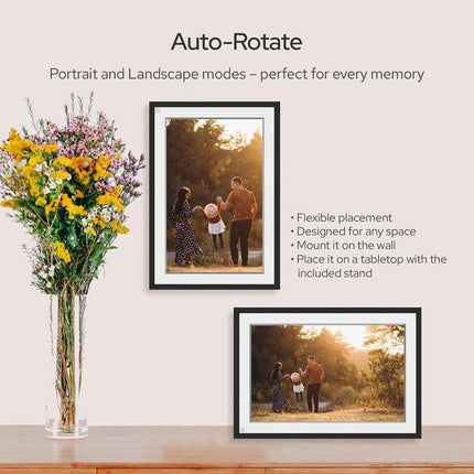 10.1 Inch Digital Picture Frame - 1280 * 800 HD WiFi Enabled with Load from Phone Capability, 32GB Memory Touch Screen Digital Photo Frame Display.