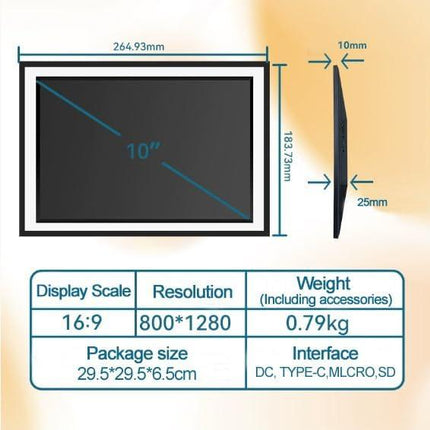10.1 Inch Digital Picture Frame - 1280 * 800 HD WiFi Enabled with Load from Phone Capability, 32GB Memory Touch Screen Digital Photo Frame Display.