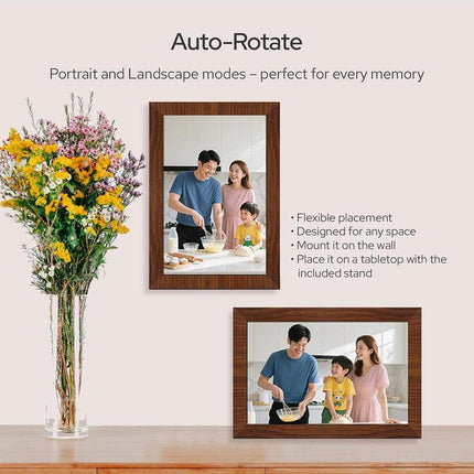 10.1 Inch Digital Picture Frame - 1280 * 800 HD WiFi Enabled with Load from Phone Capability, 32GB Memory Touch Screen  Photo  Display Brown.